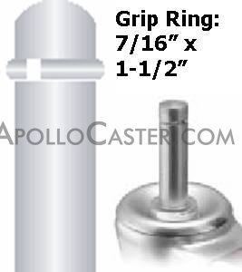 (image for) Caster; Swivel; 4 x 1-1/4; Thermoplastized Rubber (Gray); Grip Ring; 7/16x1-1/2; Zinc; Plain bore; 250# (Item #68432)