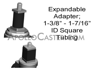 (image for) Caster; Swivel; 5" x 1-1/4"; Monoprene (Donut); Expandable Adapter (for round or square tubing 1-3/8"- 1-7/16" I.D.; 3" tall); Zinc; Delrin Spanner; 300# (Item #67130)