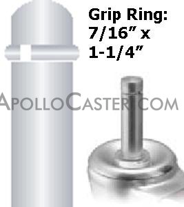 (image for) Caster; Swivel; 4" x 1-1/4"; Polyolefin; Grip Ring (7/16" x 1-1/4"); Zinc; Plain bore; 275#; Tread brake (Item #65452)