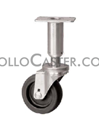 (image for) Leveling Caster; Swivel; 3"x1-1/4"; Polyolefin; Plate (2-3/8"x3-5/8"; holes: 1-3/4x2-7/8 slotted to 3; 5/16 bolt); 300#; Load height: 7.7" - 9.3" (Item #66975)
