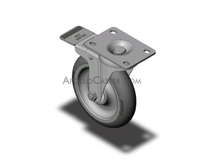 (image for) Caster; Swivel; 5 x 1-1/4; Monotech Round (Gray); Plate (2-5/8x3-3/4; holes: 1-3/4x2-3/4 slotted to 3; 5/16 bolt); Zinc; Precision Ball Brng; 325#; Total Lock (Item #66677)