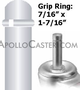 (image for) Caster; Swivel; 2-1/2" x 13/16"; Rubber (Hard; Non-marking); Grip Ring (7/16" x 1-7/16"); Zinc; Plain bore; 95#; Side friction brake (Item #66406)