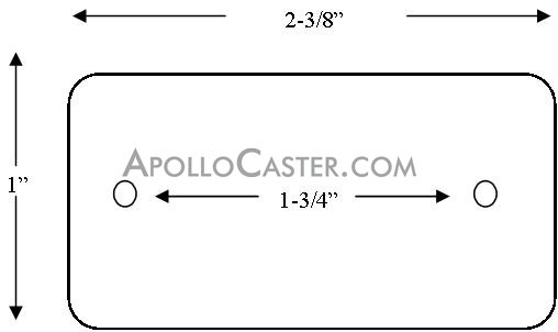 (image for) Caster; Rigid; 1-1/4" x 9/16"; Polyurethane; Plate; 1"x2-3/8"; 2 hole spacing 1-3/4"; 3/16" bolt; Zinc; Plain bore; 30# (Item #67545)