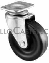(image for) Caster; Swivel; 5" x 1-1/2"; Polyolefin; Plate (4"x4-1/2"; holes: 2-5/8"x3-5/8" slots to 3"x3"; 3/8" bolt); Zinc; Roller Brng; 550# (Item #64015)