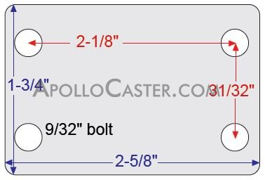 (image for) Caster; Swivel; 3" x 13/16"; Thermoplastized Rubber (Gray); Plate (1-3/4"x2-5/8": holes: 1"x2-1/8"; 1/4" bolt); Zinc; Plain bore; 110# (Item #64110)