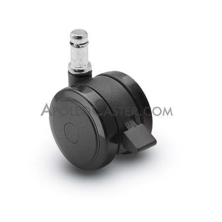 (image for) Caster; Twin; Swivel; 2" (50mm); Thermoplastized Rubber (Black); Grip Ring; 7/16x1-7/16; Black; Rivet; 75#; Pedal Lock; Wheel (Item #68058)