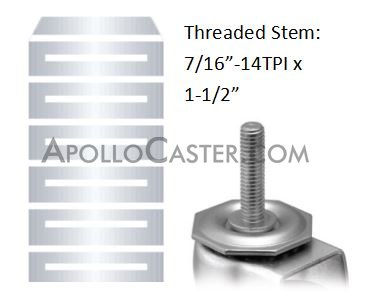 (image for) Caster; Swivel; 5" x 1"; Polyolefin; Threaded Stem (7/16"-14TPI x1-1/2"); Zinc; Plain bore; 175#; Tread brake (Item #65766)