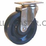 (image for) Caster; Swivel; 4" x 1-1/4"; Rubber (Hard); Plate (2-1/2"x3-5/8"; holes: 1-3/4"x2-7/8" slotted to 3"; 5/16" bolt); Zinc; Ball Brng; 275#; Dust Cover (Mtl) (Item #69922)
