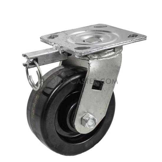 (image for) Caster; Swivel; 8x3; Phenolic; Top Plate (5-1/4x7-1/4; holes: 3-3/8x5-1/4 slotted to 4-1/8x6-1/8; 1/2 bolt); Zinc; Roller Brng; 2500#; Position Lock (4-way) (Item #67040)
