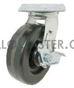 (image for) Caster; Swivel; 6 x 2; Phenolic; Plate; 4x4-1/2; holes: 2-5/8x3-5/8 (slotted to 3x3); 3/8 bolt; Roller Brng; Thread Guards; Top Lock Brake (Item #69360)