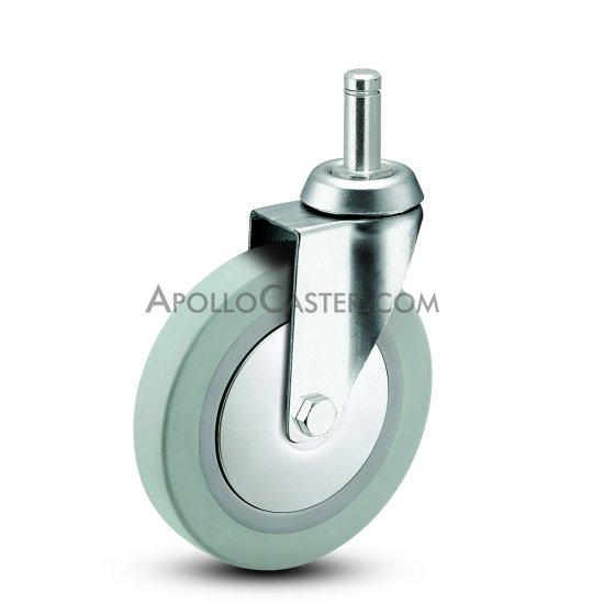 (image for) Caster; Swivel; 3" x 7/8"; Thermoplastized Rubber (Gray); Grip Ring (7/16"x1-7/16"); Chrome; Ball Brng; 140#; Thread Guards (Item #64238)