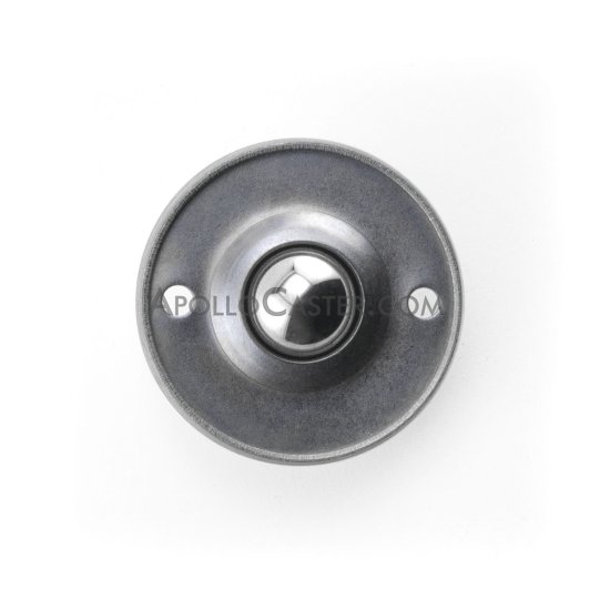 (image for) Ball Transfer; Low Profile; 5/8" Stainless Steel ball; Flange (1-11/16" diameter; two 1/8" holes: 1-1/4" apart); Carbon Steel flange; 20#; 3/8" profile (Item #88816) - Click Image to Close