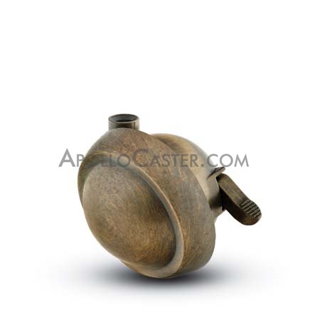 (image for) Caster; Ball; Swivel; 2-1/2"; Metal/ Zinc; Stemless; Antique; Acetyl/ Resin Brng; 100#; Pedal Lock; Wheel (Receives Shepherd 3/8" x 1-3/4" long stem) (Item #69189)