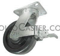 (image for) Caster; Swivel; 12" x 3-1/2"; Phenolic; Plate (6-1/4"x7-1/2": holes: 4-1/8"x6" slotted to 4-1/2"x6-1/8"; 1/2" bolt); Zinc; Roller Brng; 4000#; Face Brake (Item #65761)