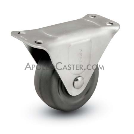 (image for) Caster; Rigid; 3" x 1-1/4"; Rubber (Hard); Top Plate (2-3/8"x3-5/8"; holes: 1-3/4"x2-7/8" slotted to 3"; 5/16" bolt); Zinc; Plain bore; 200# (Item #66269) - Click Image to Close