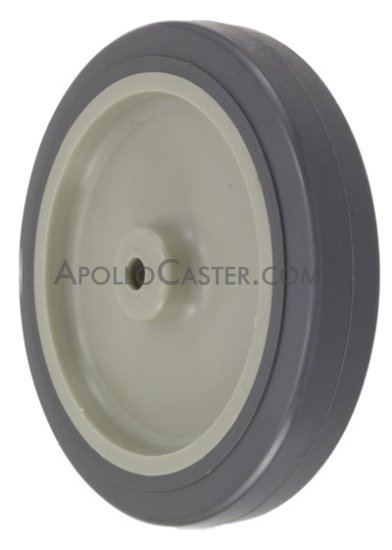 (image for) Leveling Caster; Swivel; 5"x1-1/4"; PolyU on PolyO; Plate (3-1/2"x3-1/2": holes: 2-5/8x2-5/8; 5/16 bolt); 250#; Load height: 9.8" - 11.44"; Pedal Brake (Item #66941)