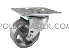 (image for) Caster; Swivel; 3" x 1-1/4"; Sintered Iron; Plate; 2-3/8"x3-5/8": holes: 1-3/4"x2-7/8" (slots to 3"); 3/8" bolt; 350#; High Temp (2500 F); Vintage appearance. (Item #64144)