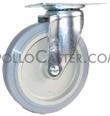 (image for) Caster; Std; Swivel; 4 x 1; PolyU on PolyO (Gr/Bg); Top Plate 2-3/4x3-3/4; holes: 1-3/4x2-7/8 (slotted to 3); 5/16 bolt; Zinc; Plain Brng; Wgt cap 220# (Item #69935)