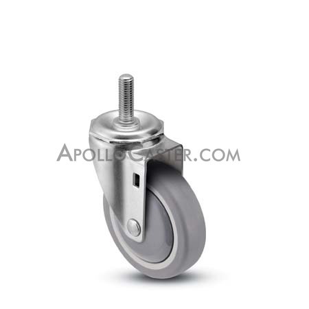 (image for) Caster; Swivel; 3" x 1-1/4"; PolyU on PolyO (Gray); Threaded Stem (5/8"-11TPI x 1-3/4"); Prec Ball Bearing; 250#; Thread guards; Dust Cover (Item #64767)