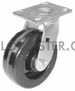 (image for) Caster; Swivel; 8" x 2"; PolyOlefin; Plate (4"x4-1/2"; holes: 2-5/8"x3-5/8" slots to 3"x3"; 3/8" bolt); Zinc; Delrin Spanner; 900# (Item #67930) - Click Image to Close