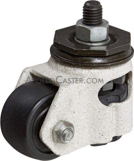 (image for) Caster; Swivel; 1-3/4" x 1-1/16"; Nylon; Hollow Kingpin (tapped 12mm; 5/8" deep); Ivory; 220# (Wheel) 550# (Pad); Leveling Pad (Open Sides). Comes w/ 35mm Stem (Item #65294)
