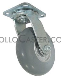 (image for) Caster; Swivel; 8"x2"; Balloon Rubber (Gr) on Alum; Plate (4"x4-1/2"; holes: 2-5/8"x3-5/8" slot to 3"x3"; 3/8" bolt); Zinc; Ball Brng; 500# (Item #67431)