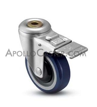 (image for) Caster; Swivel; 3" x 1-1/4"; PolyU on PolyO (Blue); Hollow Kingpin (1/2" bolt hole); Zinc; Precision Ball Brng; 250#; Bearing Cover; Dust Cover); Total Lock (Item #64531) - Click Image to Close