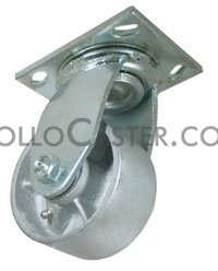 (image for) Caster; Swivel; 12 x 2-1/2; Cast Iron; Top Plate; 5-1/4x7-1/4; holes: 3-3/8x5-1/4 (slotted to 4-1/8x6-1/8); 1/2 bolt; Zinc; Roller Brng; 2000# (Item #67517)