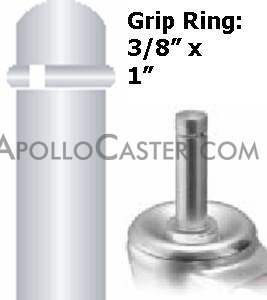(image for) Caster; Twin; Swivel; 3" (75mm); Nylon; Grip Ring; 3/8"x1"; Black; Rivet Brng; 165# (Special Order GR) (Item #69286)