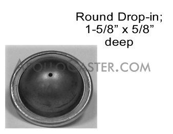 (image for) Ball Transfer; Low Profile; 1" Stainless Steel ball and Housing ; Round Drop-in Base (1-5/8"x5/8"); 125#; 5/8" profile; Weep Hole(s) (Item #88083)