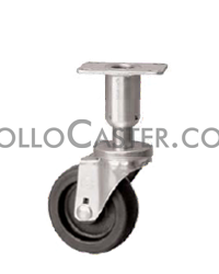 (image for) Leveling Caster; Swivel; 3"x1-1/4"; Polyolefin; Plate (3-1/2"x3-1/2": holes: 2-5/8x2-5/8; 5/16 bolt); Zinc; Plain bore; 300#; Load height: 6.06" - 6.81" (Item #66965) - Click Image to Close