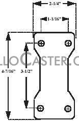 (image for) Caster; Rigid; 2-1/2"x1-1/8"; Polyolefin (Dark); Plate (2-1/4"x4-7/16"; holes: 1-1/16"x3-1/2"; 5/16" bolt); Zinc; Plain bore; 160# (Item #67011)