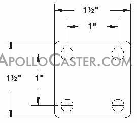 (image for) Caster; Twin; Swivel; 2" (50mm); Thermoplastized Rubber (Gray); Plate; 1-1/2"x1-1/2"; holes: 1"x1; 3/16 bolt; Gray; Rivet; 75#; Pedal Lock; Wheel Brake (Item #68062)