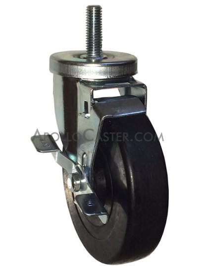 (image for) Caster; Swivel; 3" x 1-1/4"; Phenolic; Threaded Stem (1/2"-13TPI x 1-1/2"); Zinc; Steel Spanner; 350#; Dustcap (Mtl); Wheel Brake (Item #66201)