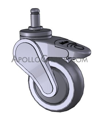 (image for) Caster; Swivel; 3" x 1"; Thermoplastized Rubber (Gray); Grip Ring (7/16" x 7/8"); Nylon (Gray); Prec Ball Brng; 140#; Thread guards; Pedal Wheel Brake (Item #64292)