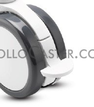 (image for) Caster; Twin Wheel; Swivel; 65mm; Black Polyurethane tread on Aluminum Color Body; Threaded Stem (3/8"-16TPI x 3/4"); Riveted Axle; 110#; Wheel Brake (Item #64351)