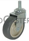(image for) Caster; Swivel; 4" x 1-1/4"; Thermoplastized Rubber (Gray); Threaded Stem (5/8"-11TPI x4"); Stainless Steel; Delrin Spanner; 250# (Item #66383) - Click Image to Close