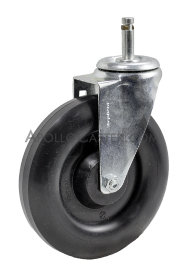 (image for) Caster; Swivel; 6" x 1-1/4"; Polyolefin round tread; Grip Ring (7/16" x 1-7/16" w/ brass band); Zinc; Steel Spanner; 300# (Item #64636) - Click Image to Close