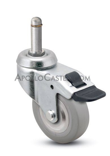(image for) Caster; Swivel; 3"x13/16"; TPR Rubber (Gray); Grip Ring (7/16"x1-7/16"); Zinc; 110#; Total Lock; Thread guards. (Item #66921)