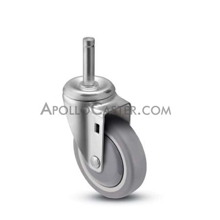 (image for) Caster; Swivel; 4" x 1-1/4"; PolyU on PolyO (Gray); Grip Ring (7/16" x 1-3/8"); Zinc; Precision BB (Single); 250#; Dust Cover (Mtl); Thread guards (Item #65320)