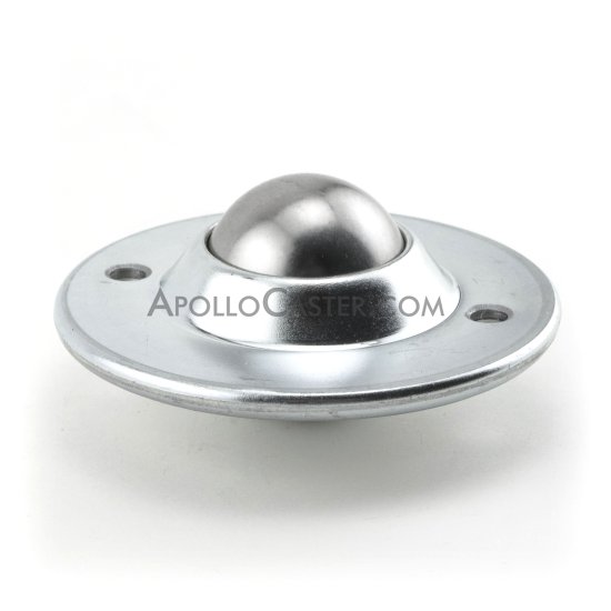 (image for) Ball Transfer; Low Profile; 1-1/2" Stainless Steel ball; Flange (3-11/16" diameter: two 1/4" holes: 2-3/4" apart); CarbonSteel flange; 200#; 1-1/8" profile (Item #88817) - Click Image to Close