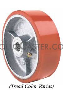 (image for) Wheel; 12 x 4; Hi-Profile PolyU on Cast Iron (Or/Gr); Roller Brng w/ spanner; 4400#; 1-1/4 Bore; 4-1/4 Hub Length (Item #89839)