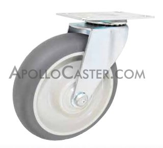 (image for) Caster; Swivel; 2 x 13/16; Thermoplastized Rubber (Gray); Top Plate; 1-1/4x2-1/16; hole spacing: 13/16x1-9/16; 3/16 bolt; Zinc; Steel Spanner; 66# (Item #68201)