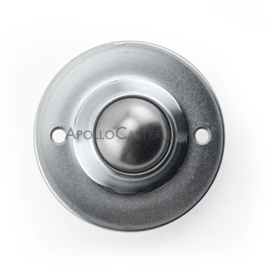 (image for) Ball Transfer; Low Profile; 1-1/2" Stainless Steel ball; Flange (3-11/16" diameter: two 1/4" holes: 2-3/4" apart); CarbonSteel flange; 200#; 1-1/8" profile (Item #88817)