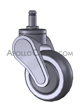 (image for) Caster; Swivel; 3" x 1"; Thermoplastized Rubber (Gray); Grip Ring (7/16" x 7/8"); Nylon (Gray); Prec Ball Brng; 140#; Thread guards (Item #64293)