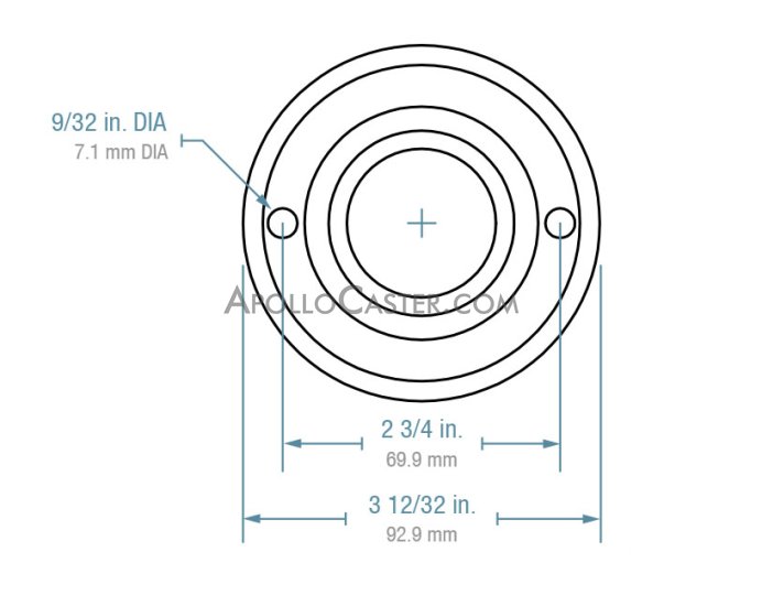 (image for) Ball Transfer; Low Profile; 1-1/2" Steel ball; Flange (3-11/16" diameter: two 1/4" holes: 2-3/4" apart); Steel housing; 200#; 1-1/8" inch profile (Item #88819)
