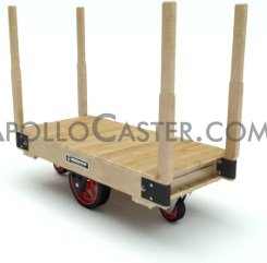 (image for) Platform Truck; 30" x 48"; 12" x2-1/2" Cast Iron Wheels; 6"x2" Swivel Casters; Wood Deck; 1500#; 4 Removable Stakes (Item #64911)