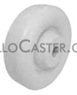 (image for) Caster; Swivel; 5" x 1-1/4"; Polyolefin white round tread; Plate (2-3/8"x3-5/8"; holes: 1-3/4"x2-7/8" slotted to 3"; 5/16" bolt); Spanner; 350#; Tread brake (Item #66308)