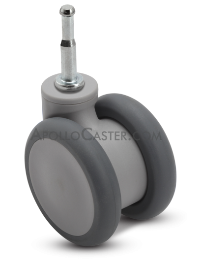 (image for) Caster; Twin Wheel; Swivel; 65mm; Thermoplastized Rubber (Gray); Grip Neck (5/16x1-1/2); Gray; Riveted Axle; 110# (Item #66696) - Click Image to Close