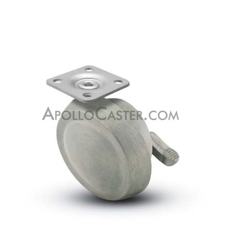 (image for) Caster; Ball; Swivel; 2-1/2; Metal/ Zinc; Top Plate; 1-1/2x1-1/2; hole spacing: 1x1; 3/16 bolt; Satin Chrome; Acetyl/ Resin Brng; 100#; Pedal Lock; Wheel (Item #68523)